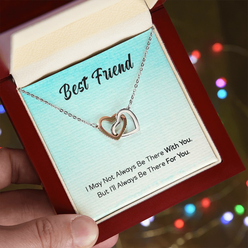 Best Gifts 305-To My Best Friend Interlocking Hearts Necklace with Cubic Zirconia Pendant