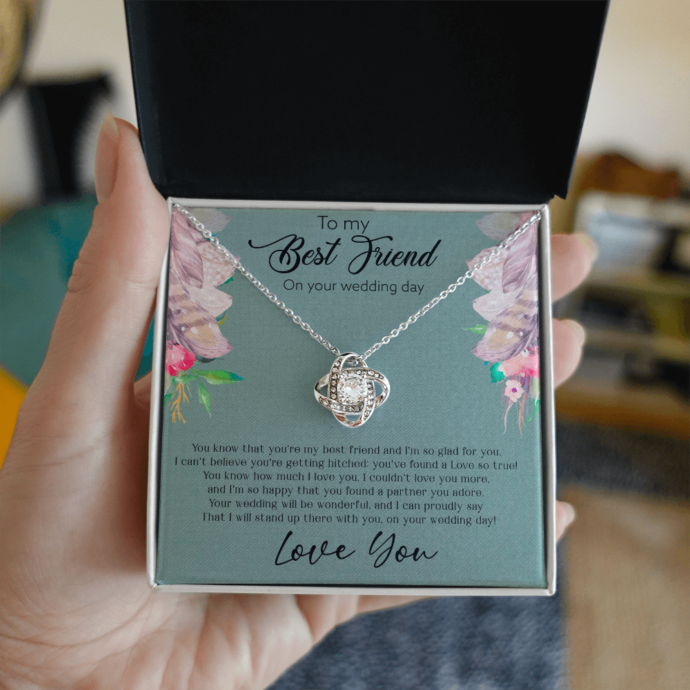 Best Gifts 305-To My Best Friend Wedding Day Love Knot Necklace Gift