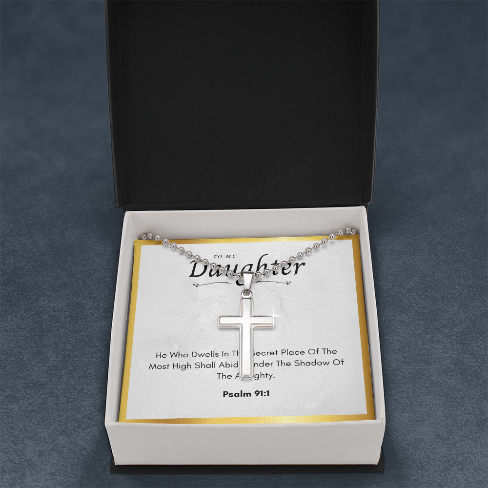 Best Gifts 305-To My Daughter Cross Necklace with Psalm 91:1 Card from Parent