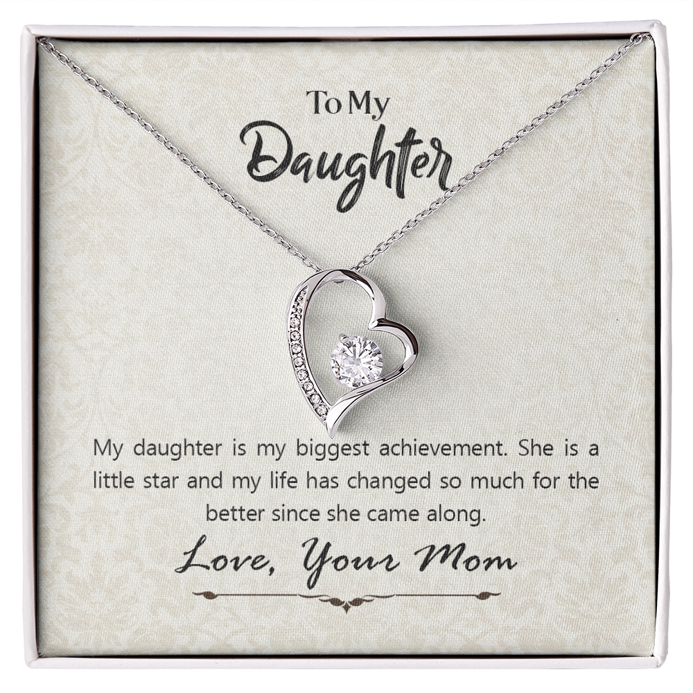 Christian Gifts 305-To My Daughter Forever Love Heart Necklace Gift from Mom with Message Card