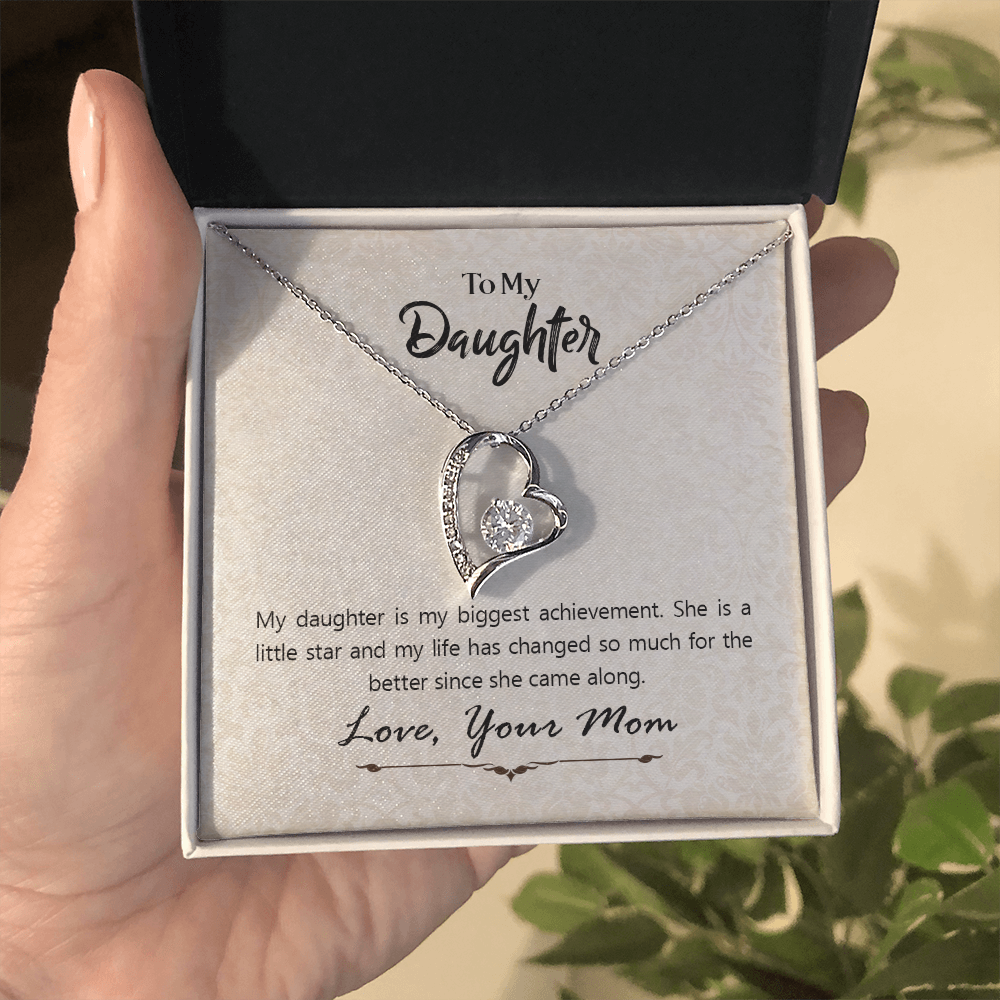 Christian Gifts 305-To My Daughter Forever Love Heart Necklace Gift from Mom with Message Card