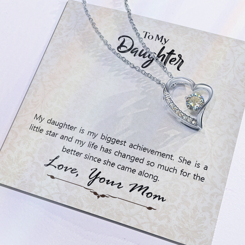 Christian Gifts 305-To My Daughter Forever Love Heart Necklace Gift from Mom with Message Card