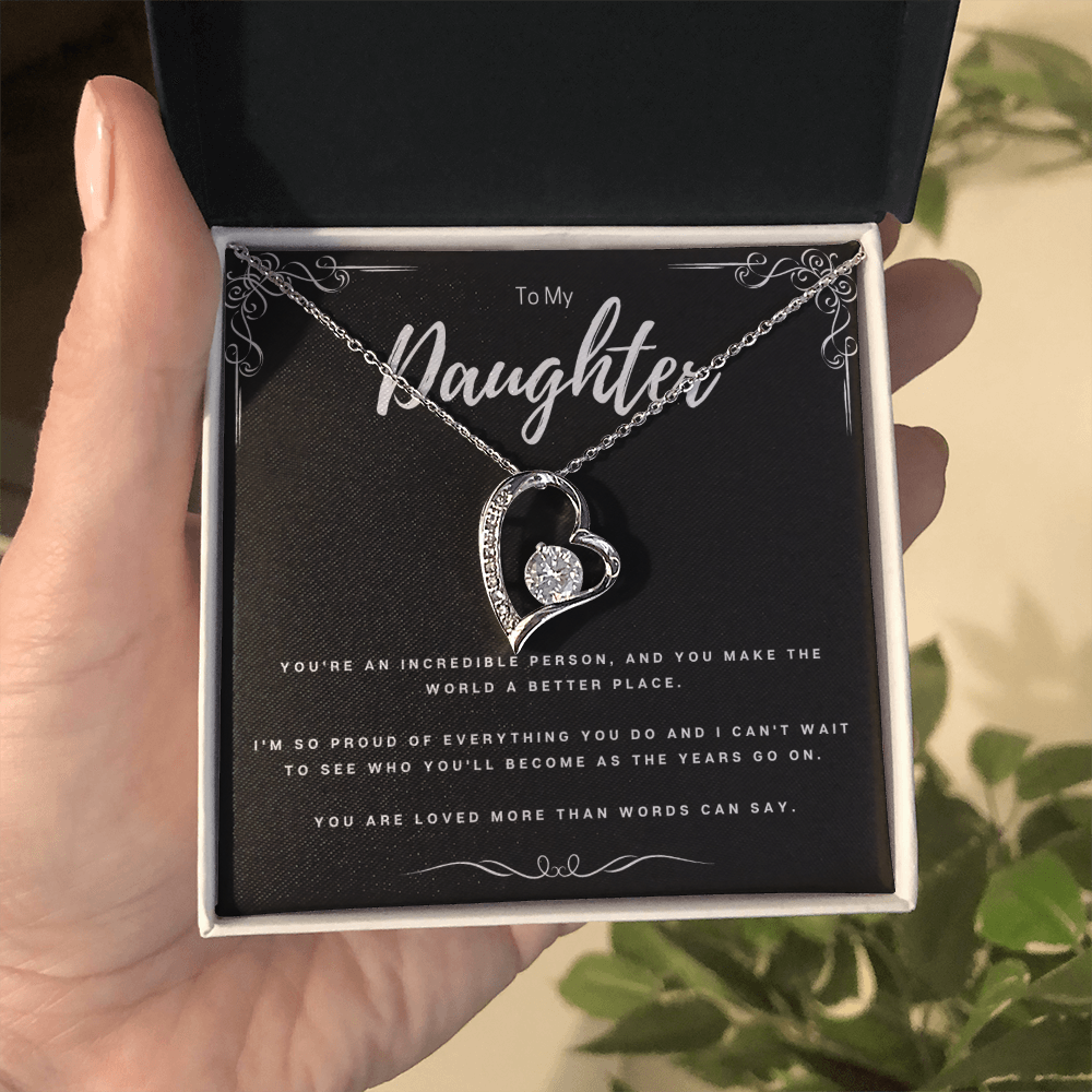 Best Gifts 305-To My Daughter Forever Love Heart Pendant Necklace from Mom or Dad