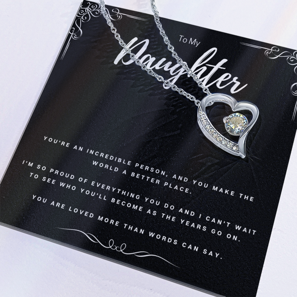Best Gifts 305-To My Daughter Forever Love Heart Pendant Necklace from Mom or Dad