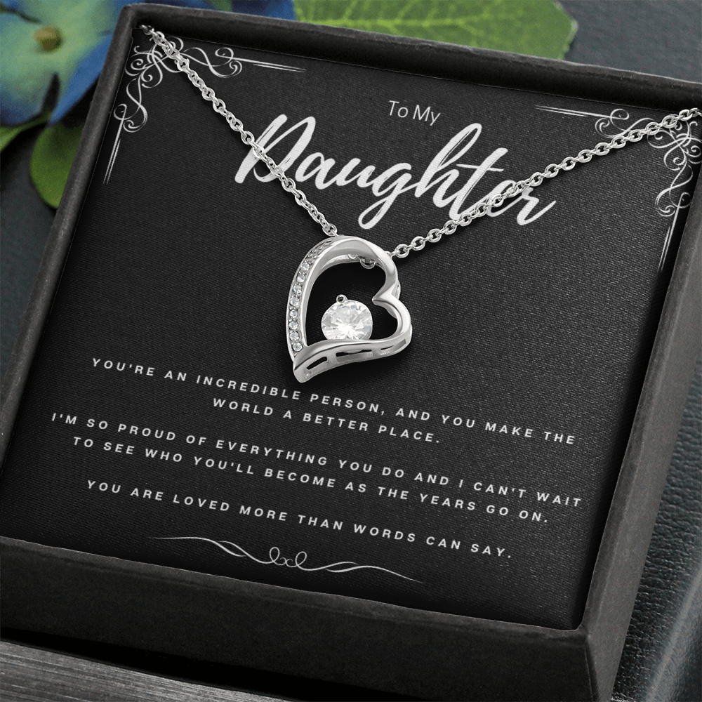 Best Gifts 305-To My Daughter Forever Love Heart Pendant Necklace from Mom or Dad