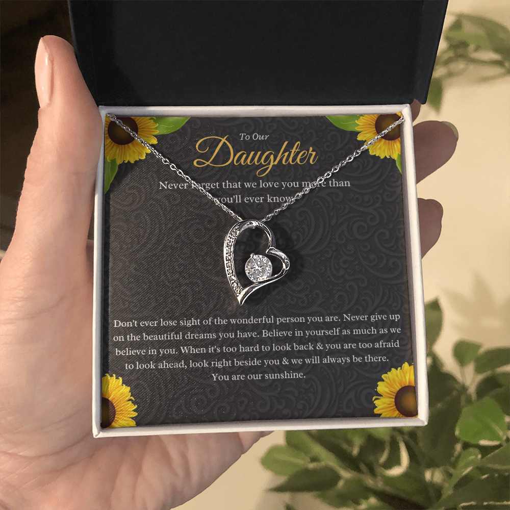 Best Gifts 305-To My Daughter Forever Love Necklace with CZ Crystal Heart Pendant