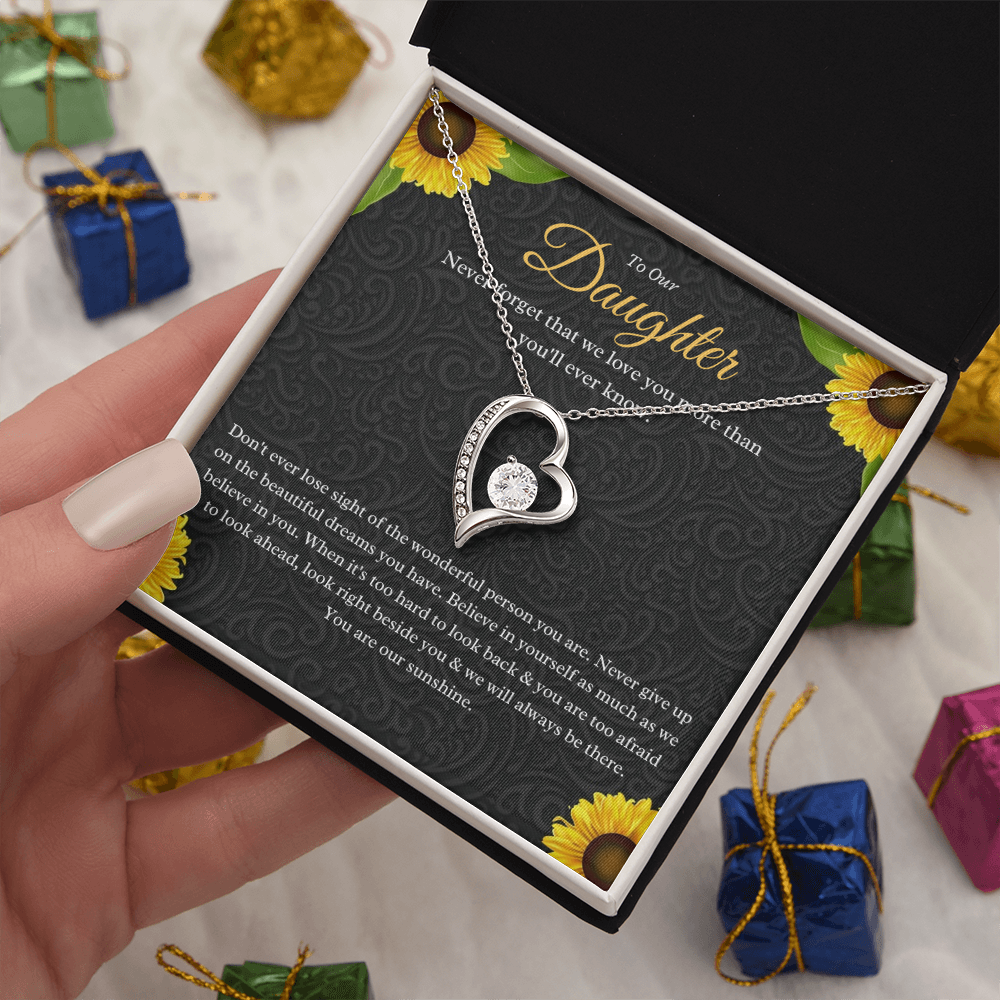 Best Gifts 305-To My Daughter Forever Love Necklace with CZ Crystal Heart Pendant