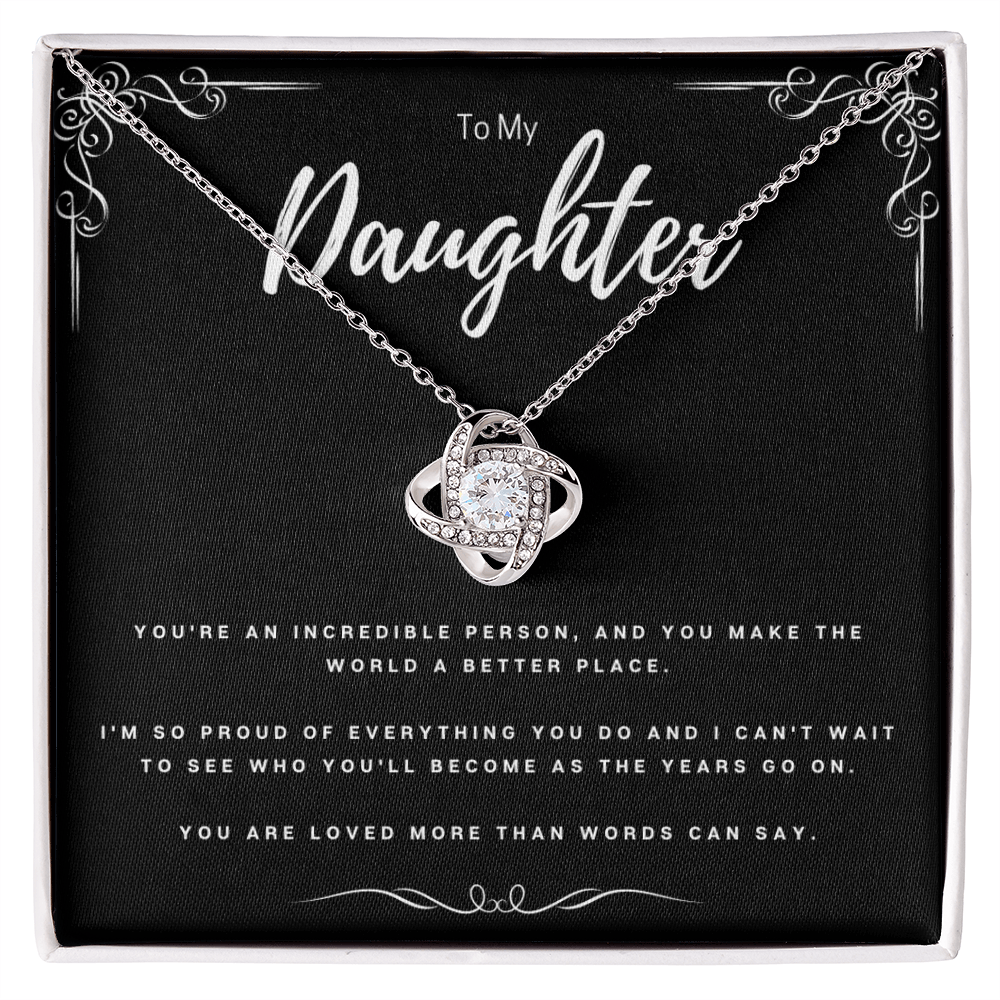 Best Gifts 305-To My Daughter Inspiring Love Knot Necklace Gift from Mom or Dad