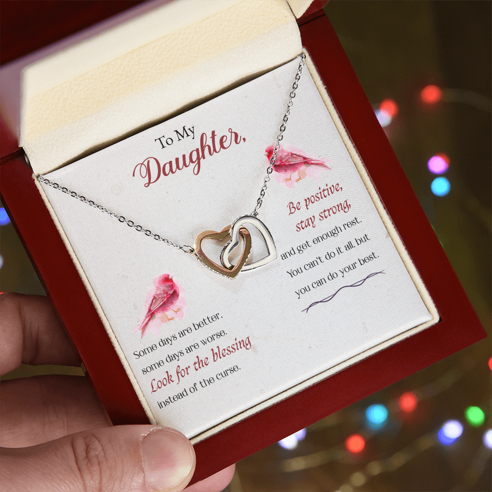 Best Gifts 305-To My Daughter Interlocking Hearts Pendant Necklace Gift from Mom or Dad
