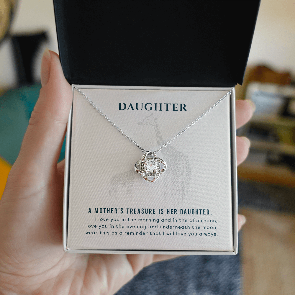 Christian Gifts 305-To My Daughter Love Knot Necklace with Heartfelt Message