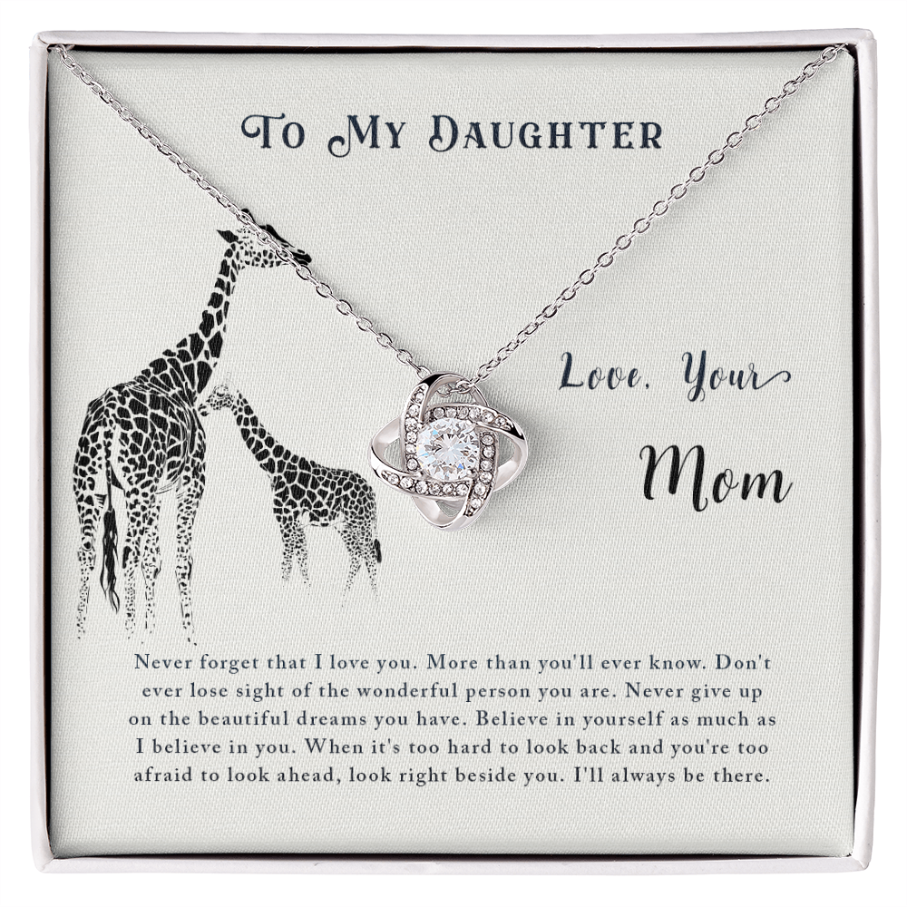 Christian Gifts 305-To My Daughter Never Forget Love Knot Necklace Gift from Mom Inspirational Message Card
