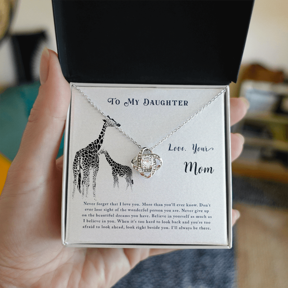 Christian Gifts 305-To My Daughter Never Forget Love Knot Necklace Gift from Mom Inspirational Message Card