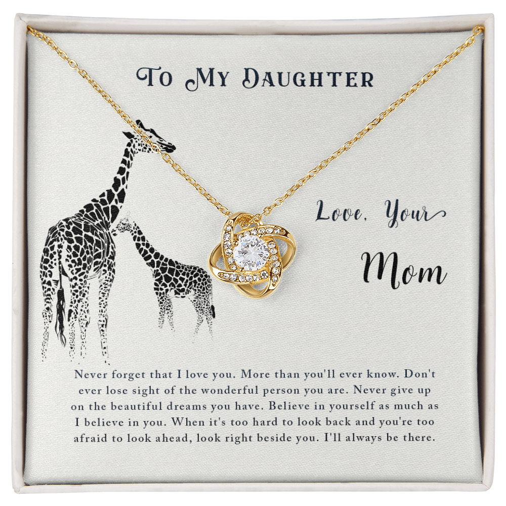Christian Gifts 305-To My Daughter Never Forget Love Knot Necklace Gift from Mom Inspirational Message Card
