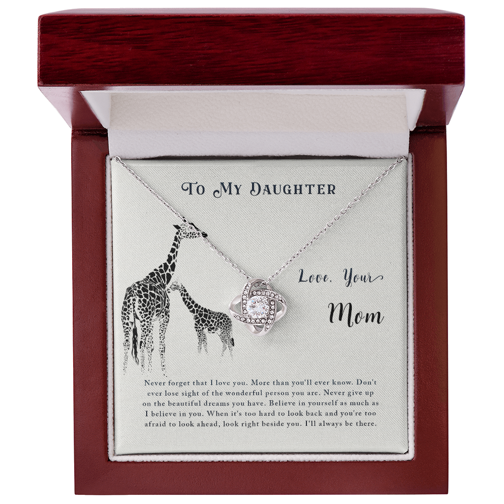 Christian Gifts 305-To My Daughter Never Forget Love Knot Necklace Gift from Mom Inspirational Message Card