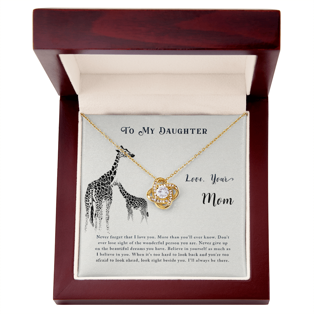 Christian Gifts 305-To My Daughter Never Forget Love Knot Necklace Gift from Mom Inspirational Message Card