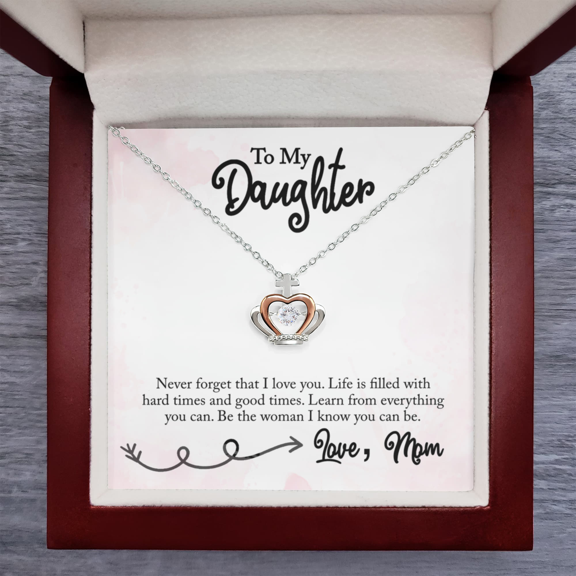 Best Gifts 305-To My Daughter Sterling Silver Crown Pendant Necklace Gift