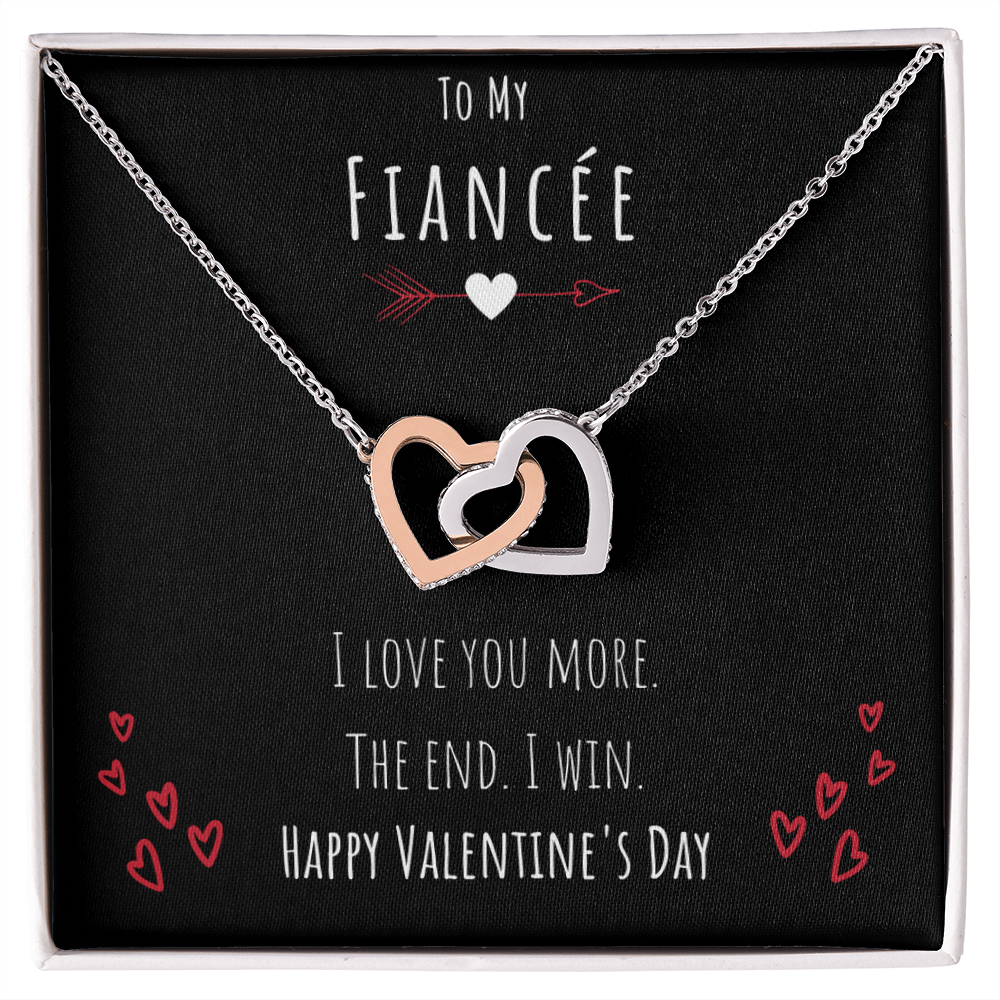 Best Gifts 305-To My Fiancée "Love You More" Interlocking Hearts Necklace with CZ Crystals