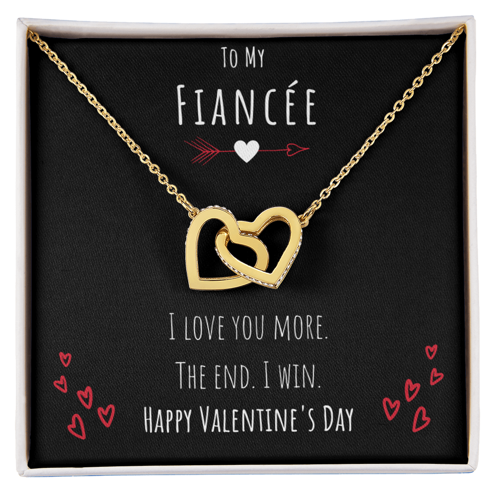 Best Gifts 305-To My Fiancée "Love You More" Interlocking Hearts Necklace with CZ Crystals 