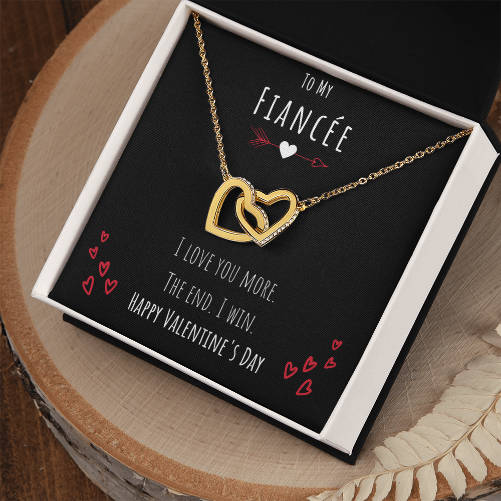 Best Gifts 305-To My Fiancée "Love You More" Interlocking Hearts Necklace with CZ Crystals 