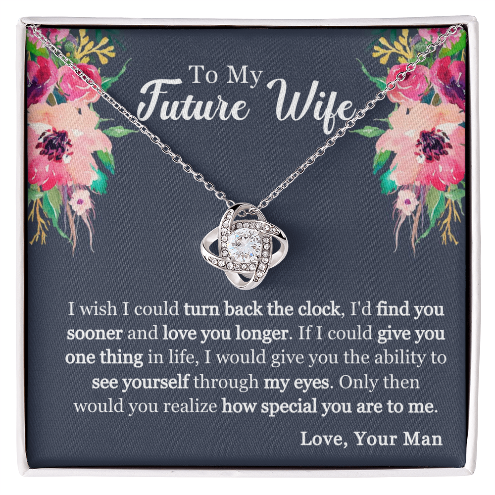 Best Gifts 305-To My Future Wife Love Knot Necklace with Cubic Zirconia - Elegant Gift for Her