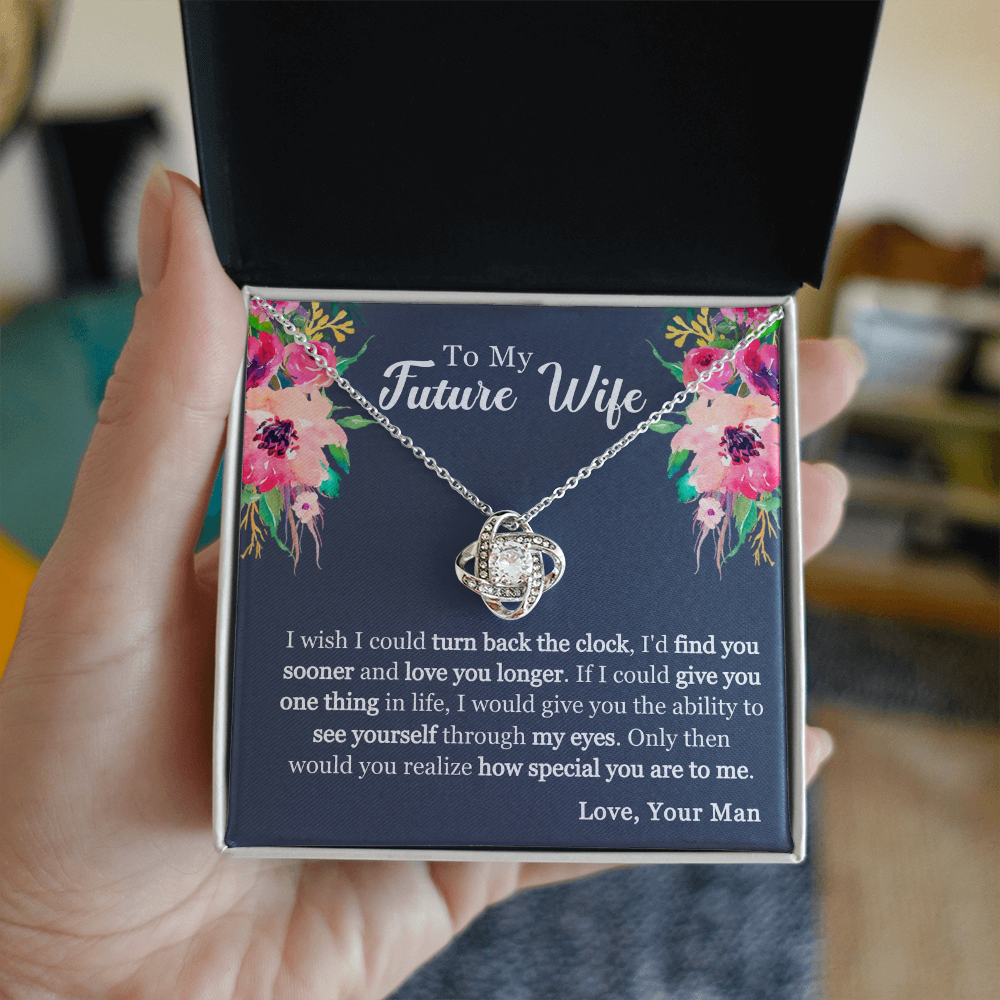 Best Gifts 305-To My Future Wife Love Knot Necklace with Cubic Zirconia - Elegant Gift for Her