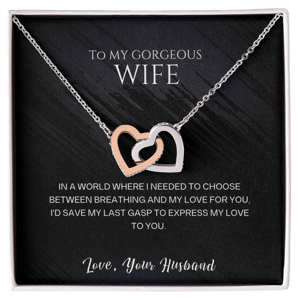 Christian Gifts 305-To My Gorgeous Wife Interlocking Hearts Necklace with CZ Crystals