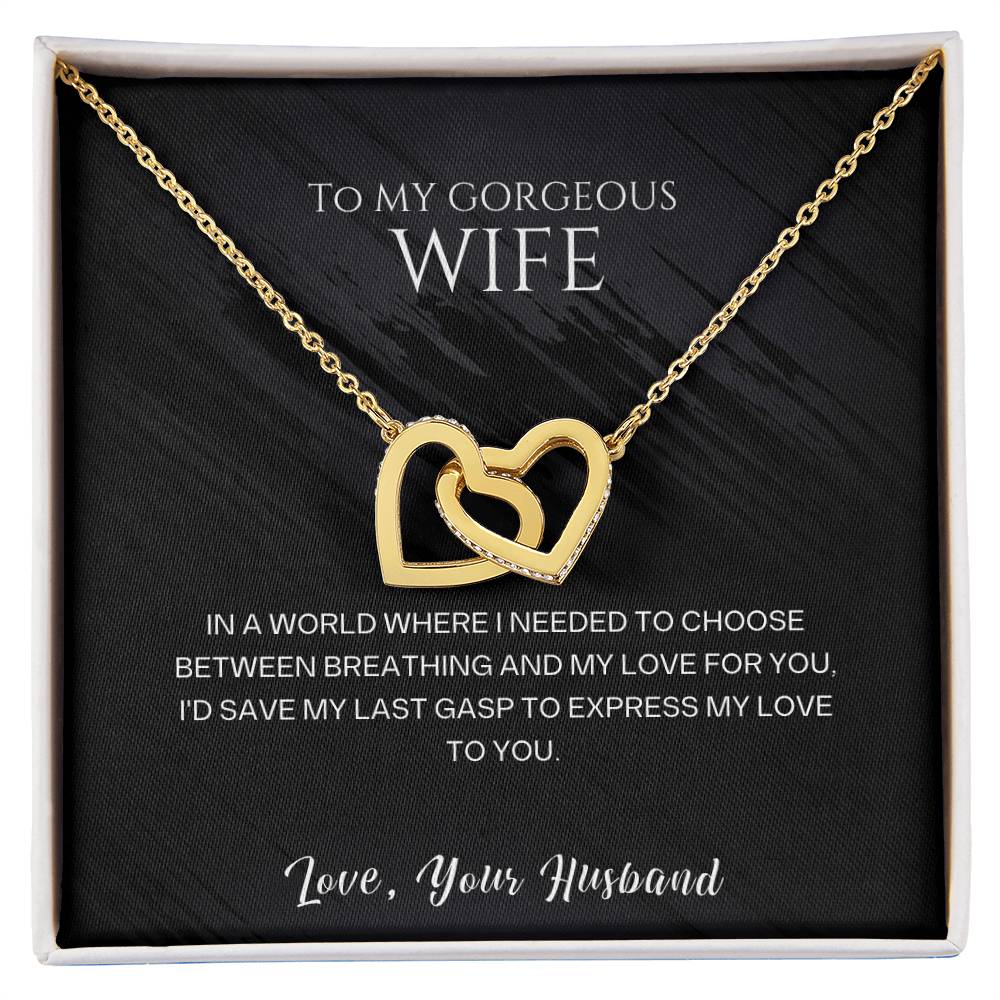 Christian Gifts 305-To My Gorgeous Wife Interlocking Hearts Necklace with CZ Crystals
