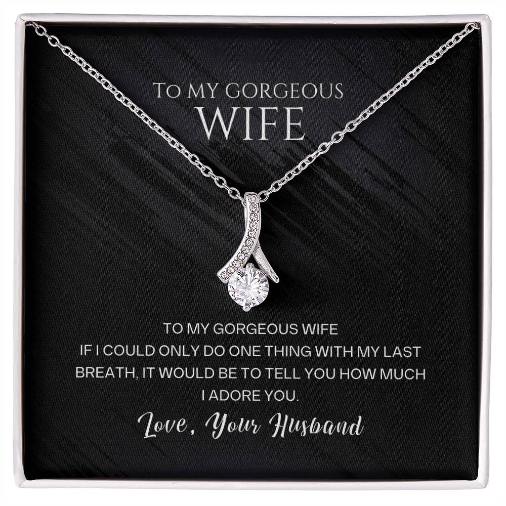 Christian Gifts 305-To My Gorgeous Wife Ribbon Pendant Necklace