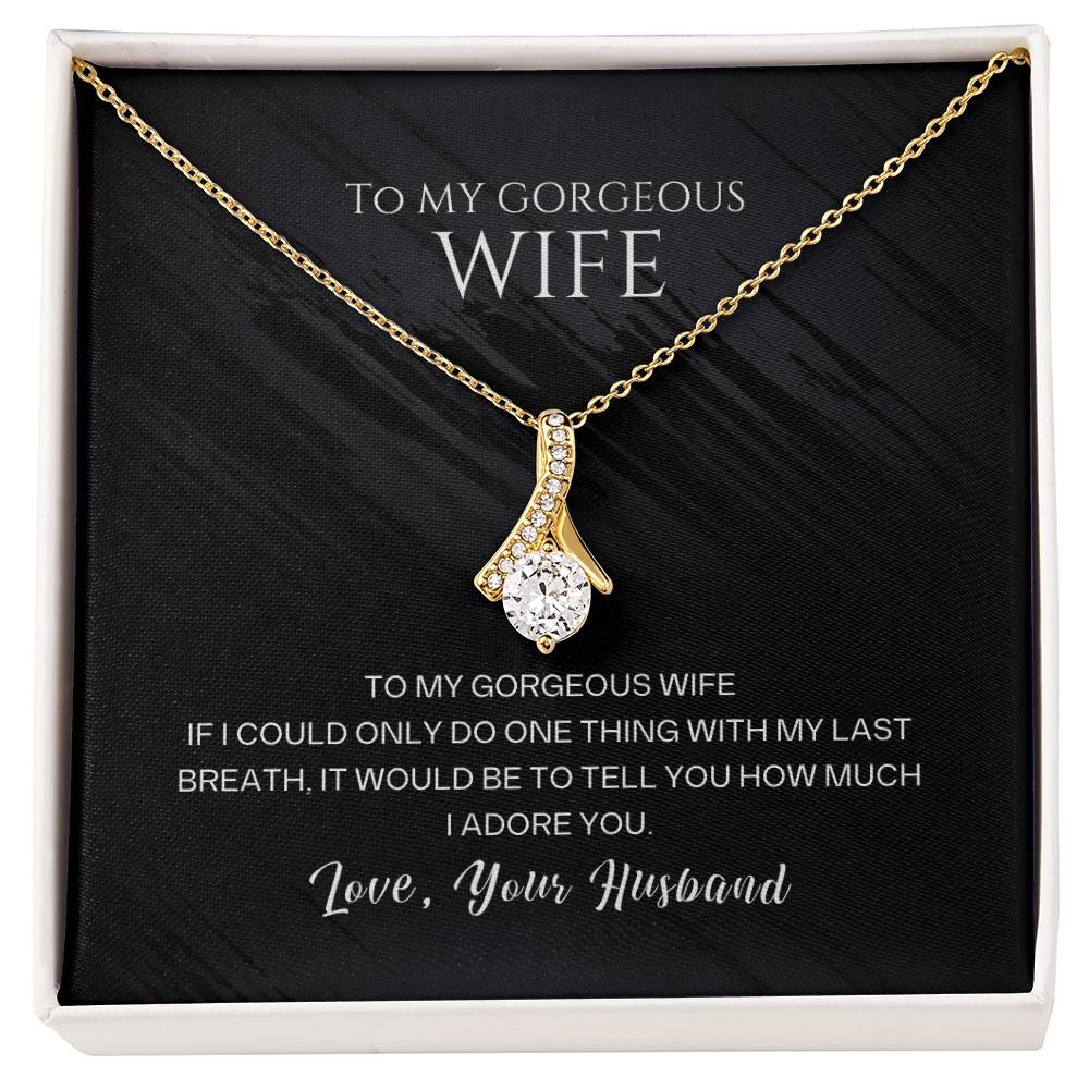 Christian Gifts 305-To My Gorgeous Wife Ribbon Pendant Necklace