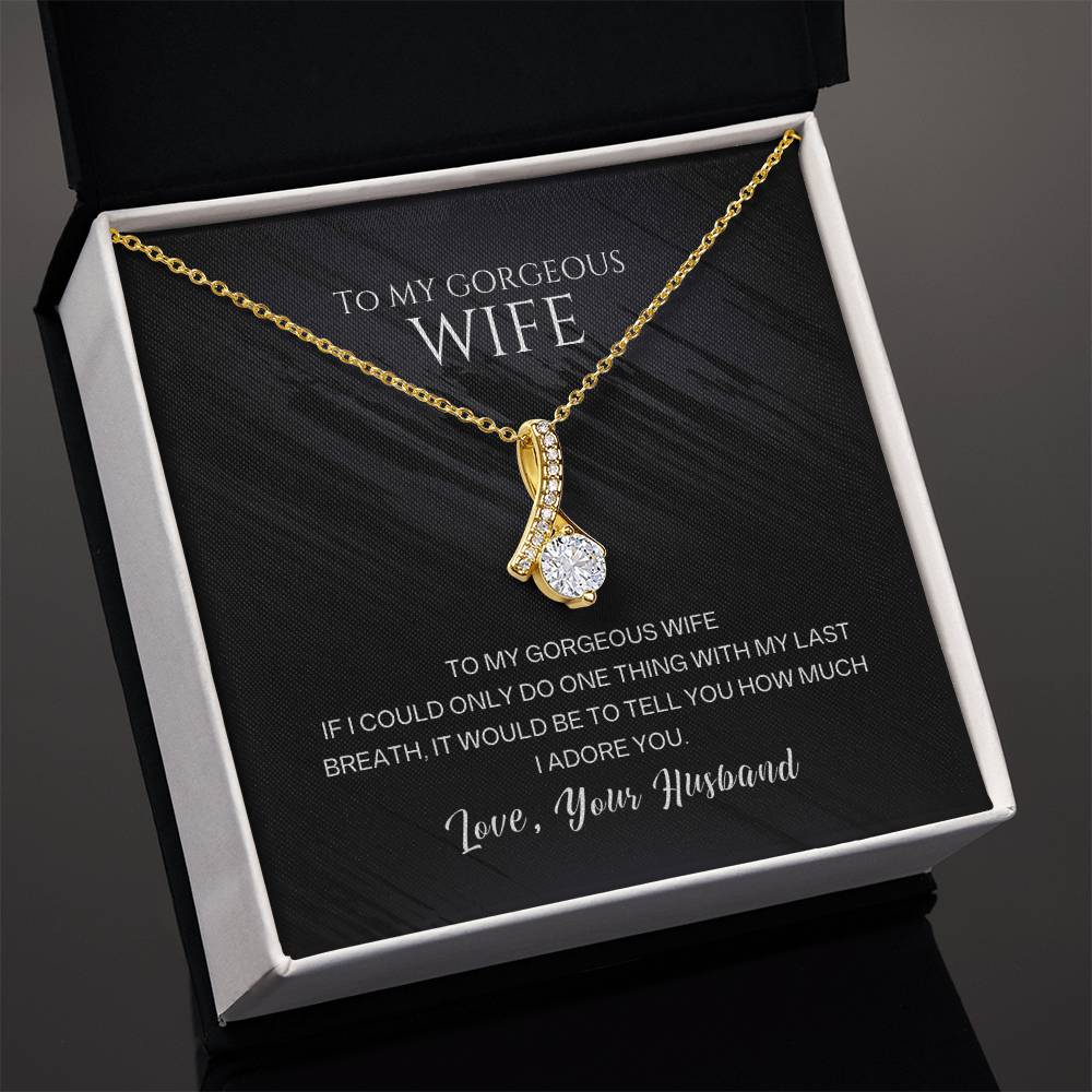 Christian Gifts 305-To My Gorgeous Wife Ribbon Pendant Necklace