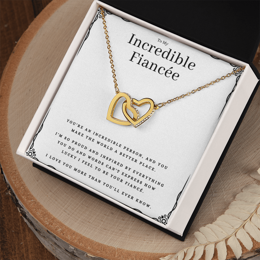 Best Gifts 305-To My Incredible Fiancée Interlocking Hearts Necklace with CZ Crystals