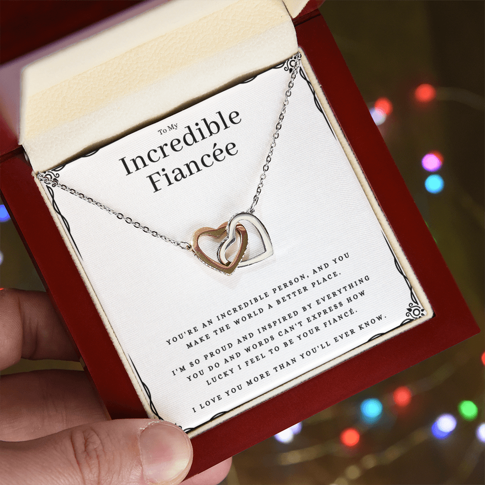 Best Gifts 305-To My Incredible Fiancée Interlocking Hearts Necklace with CZ Crystals