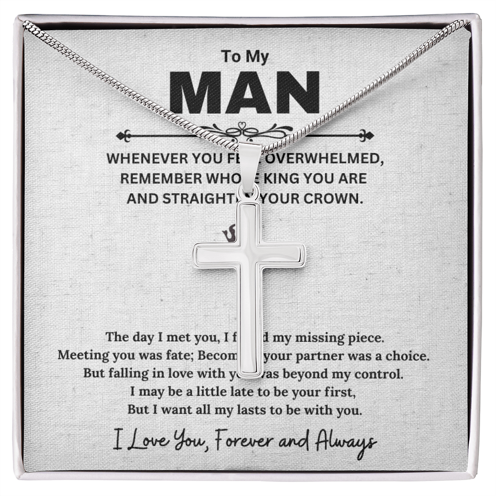 Best Gifts 305-To My Man Cross Necklace with Inspirational Message