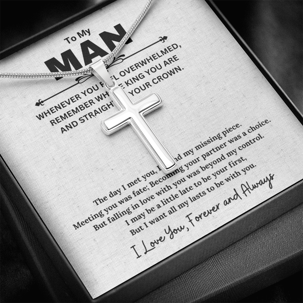 Best Gifts 305-To My Man Cross Necklace with Inspirational Message