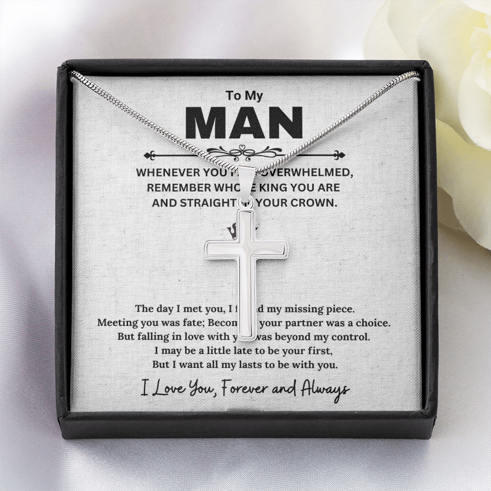 Best Gifts 305-To My Man Cross Necklace with Inspirational Message