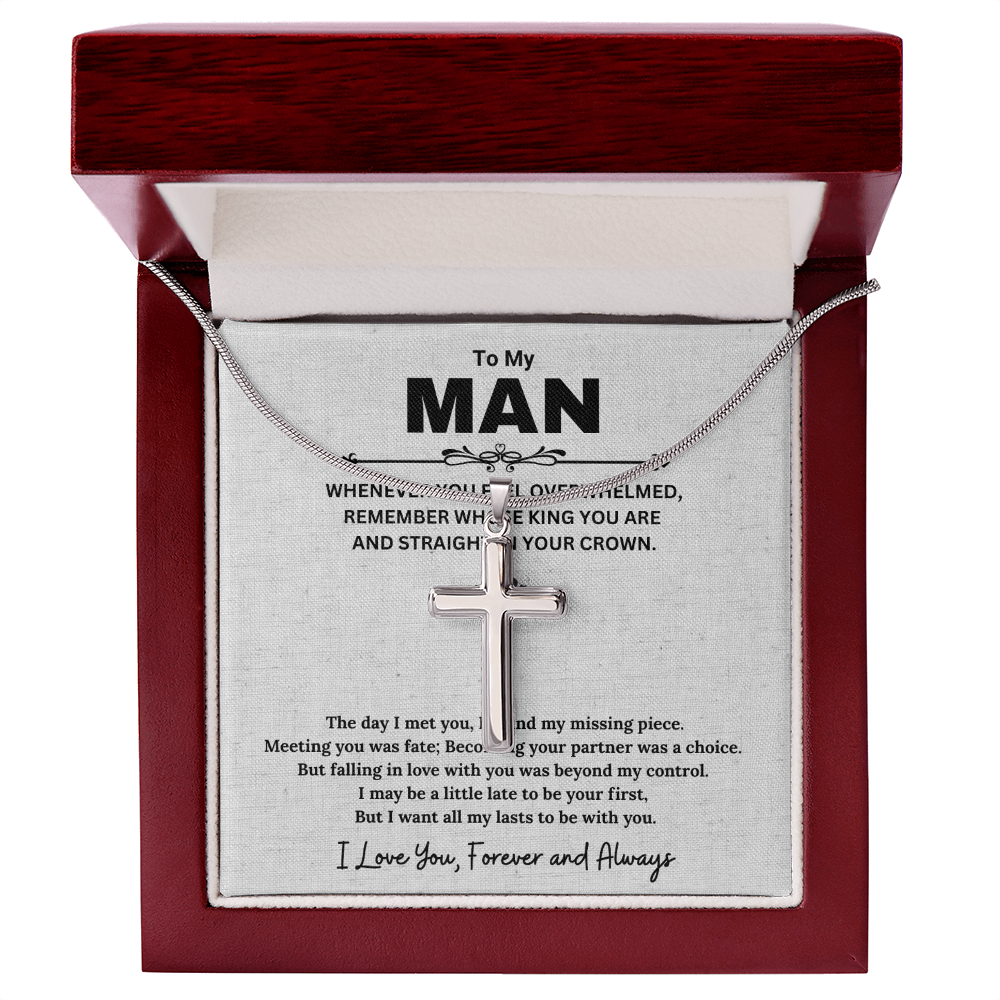 Best Gifts 305-To My Man Cross Necklace with Inspirational Message