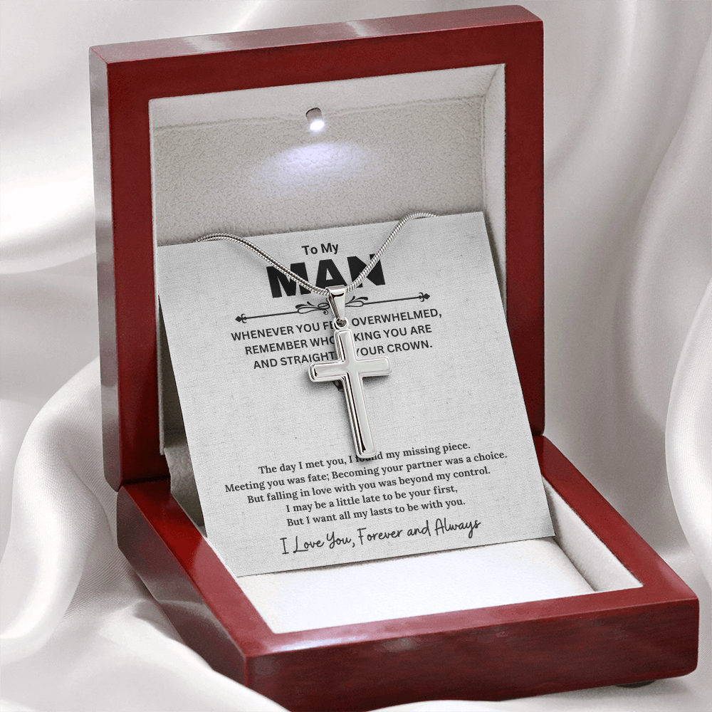 Best Gifts 305-To My Man Cross Necklace with Inspirational Message
