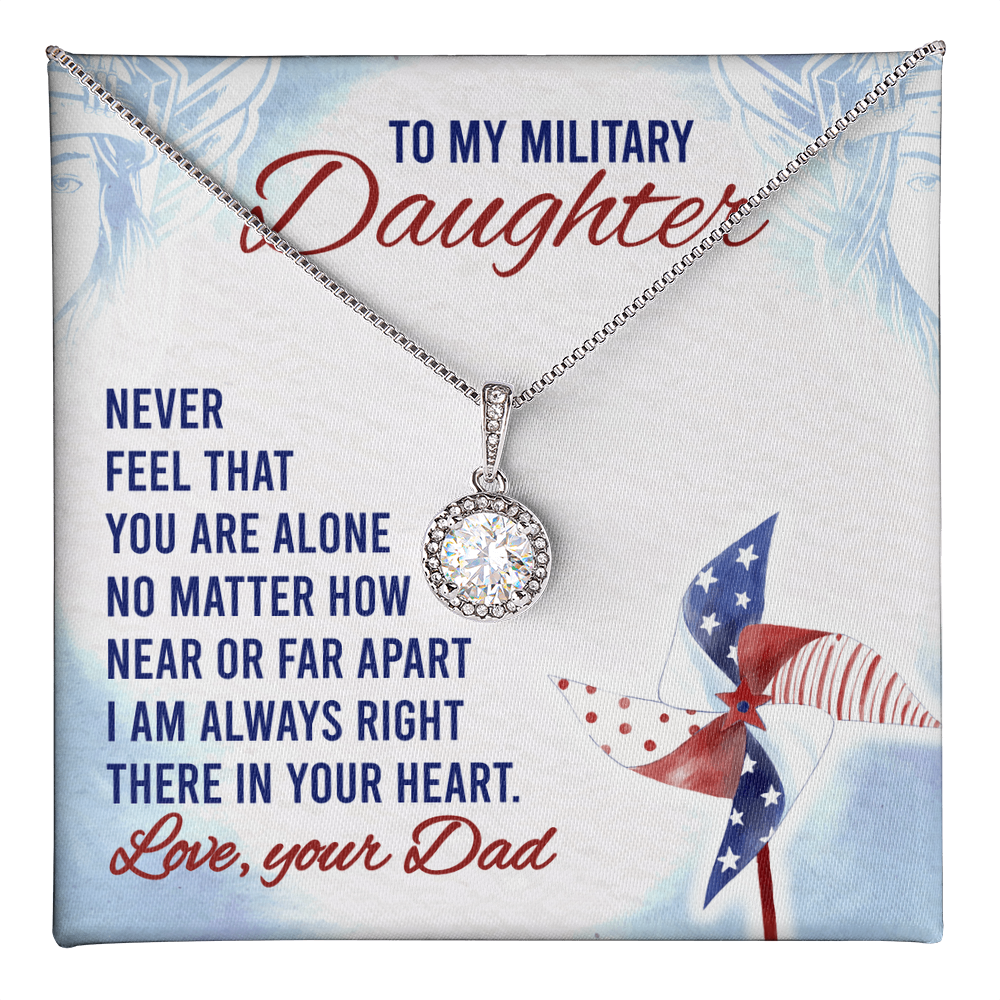 Best Gifts 305-To My Military Daughter Necklace 14K White Gold CZ Pendant