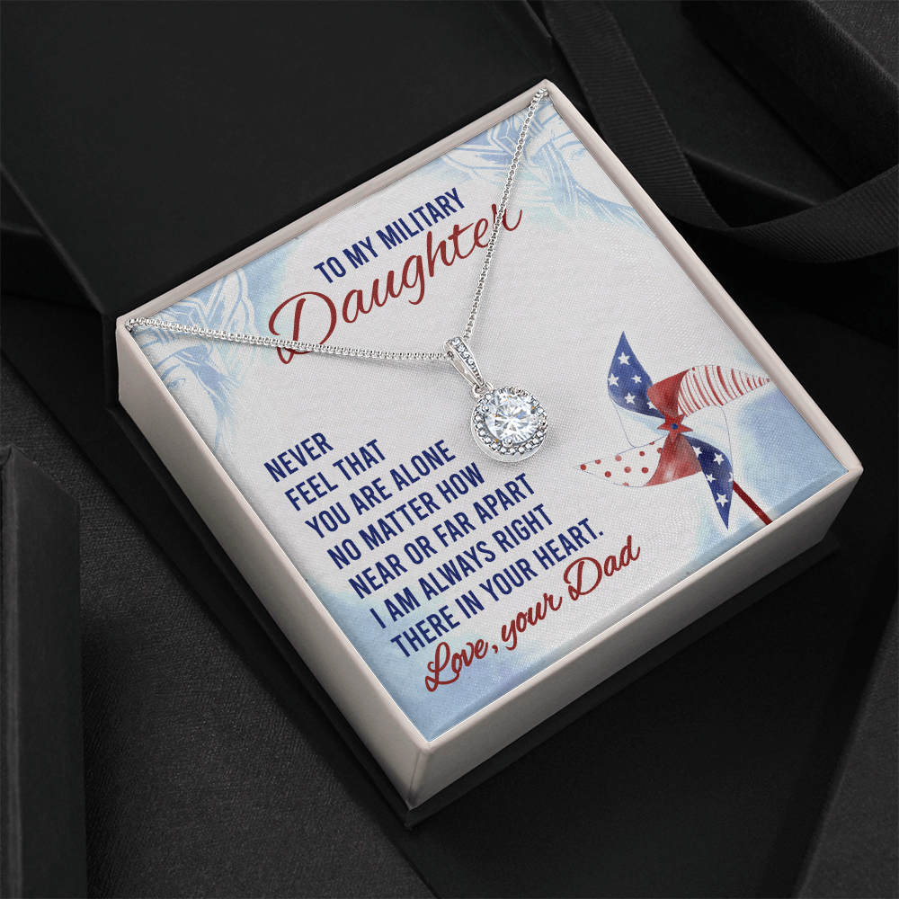 Best Gifts 305-To My Military Daughter Necklace 14K White Gold CZ Pendant