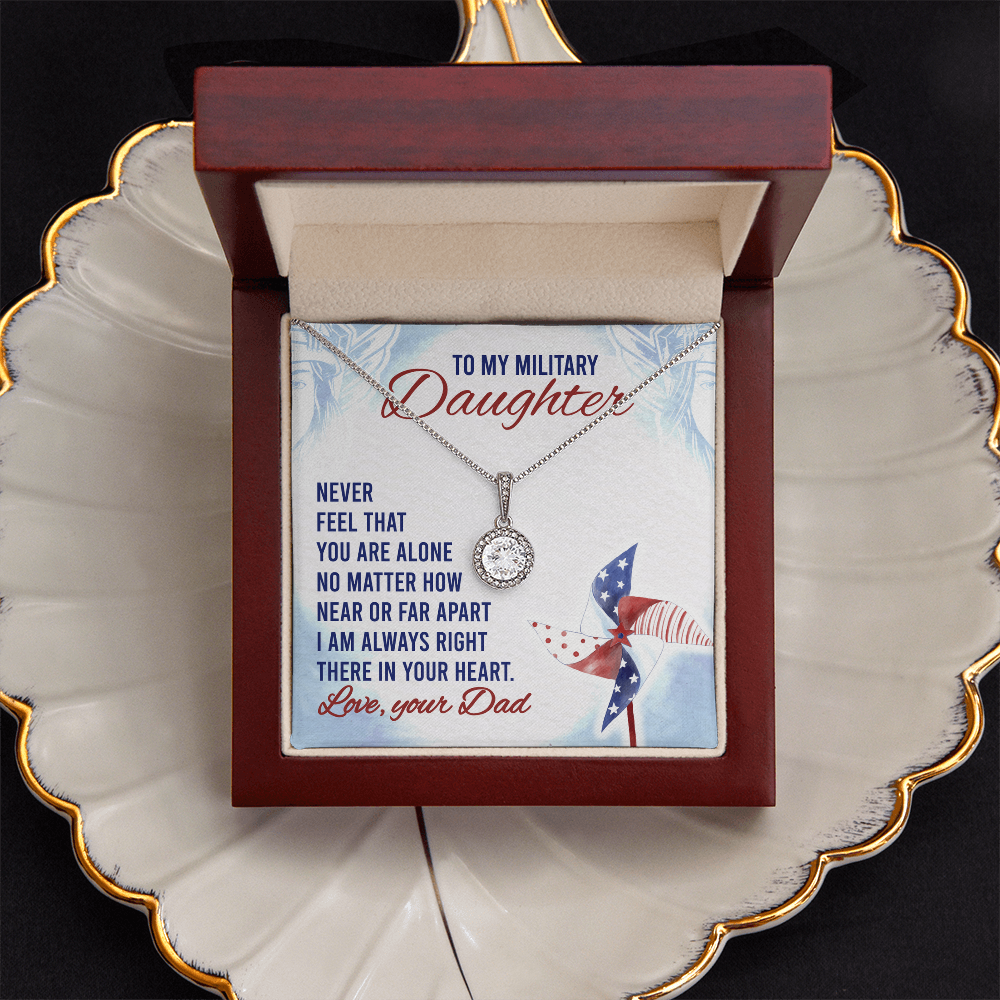 Best Gifts 305-To My Military Daughter Necklace 14K White Gold CZ Pendant