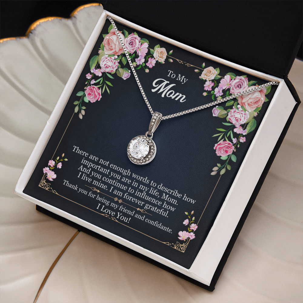 Best Gifts 305-To My Mom 14k Necklace with Cushion-Cut CZ Crystal