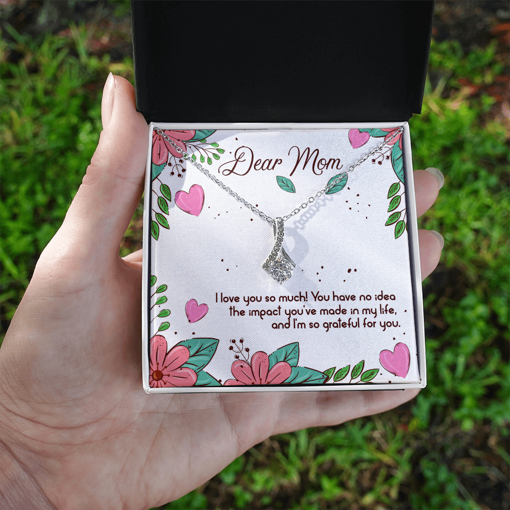 Best Gifts 305-To My Mom Necklace with 7mm Cubic Zirconia Pendant