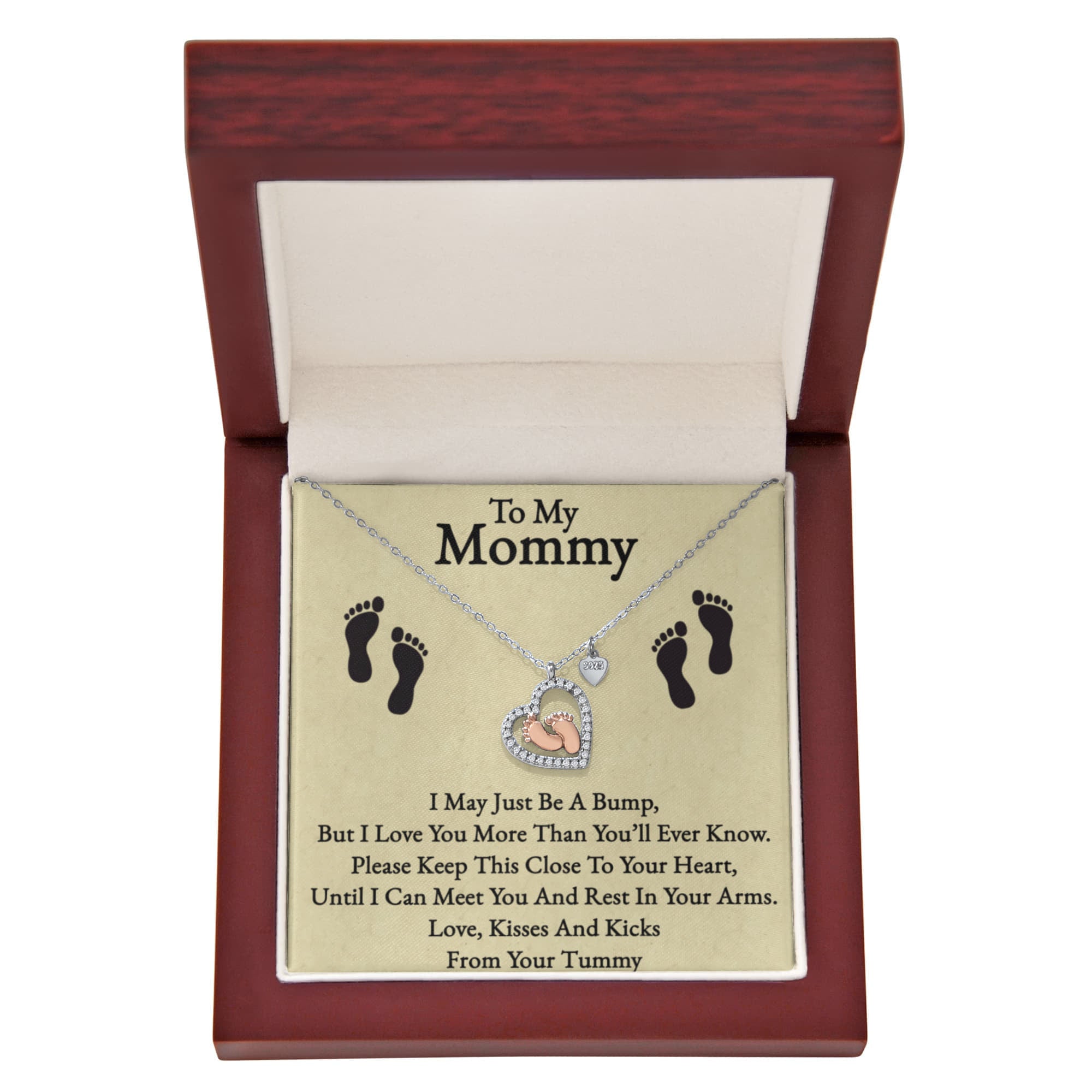 Best Gifts 305-To My Mommy Baby Feet Heart Necklace Pregnancy Gift