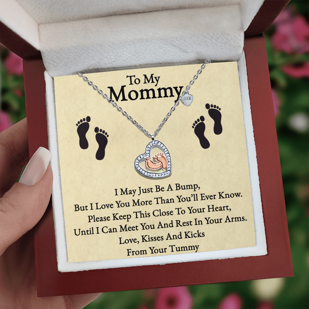 Best Gifts 305-To My Mommy Baby Feet Heart Necklace Pregnancy Gift