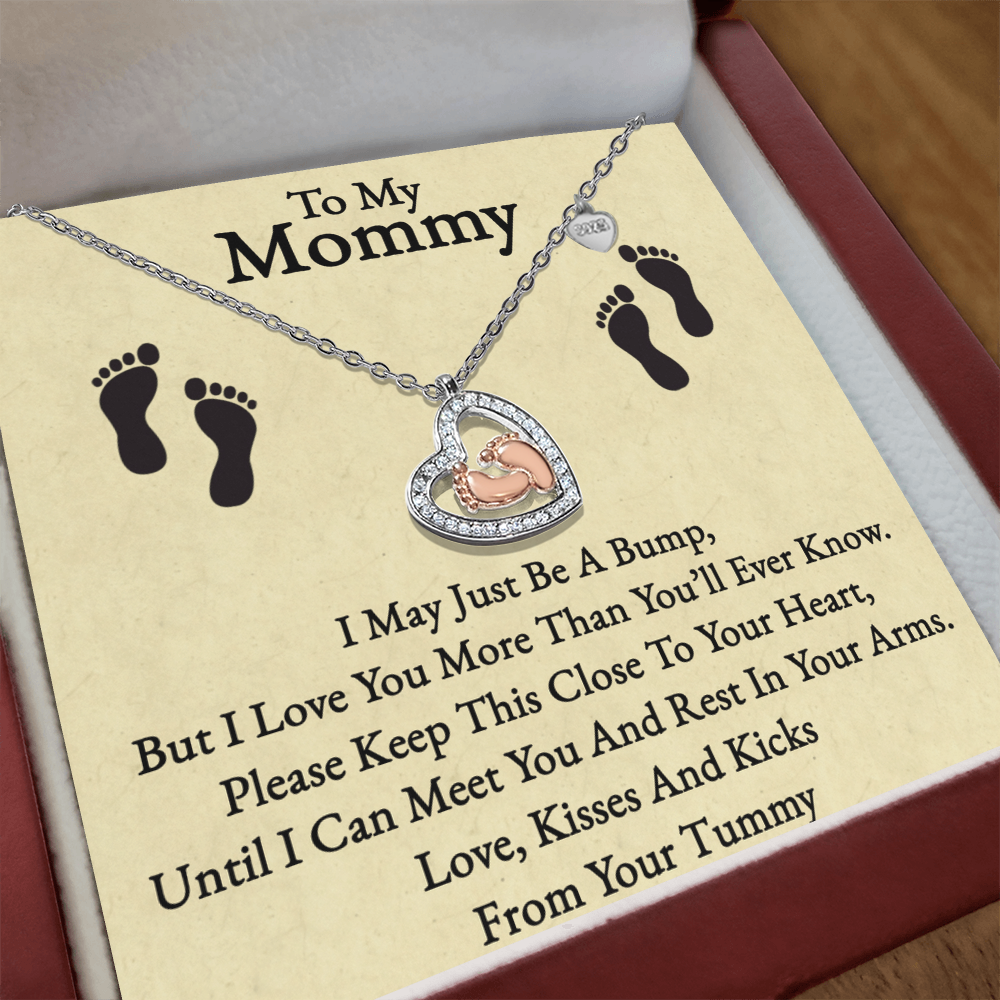Best Gifts 305-To My Mommy Baby Feet Heart Necklace Pregnancy Gift