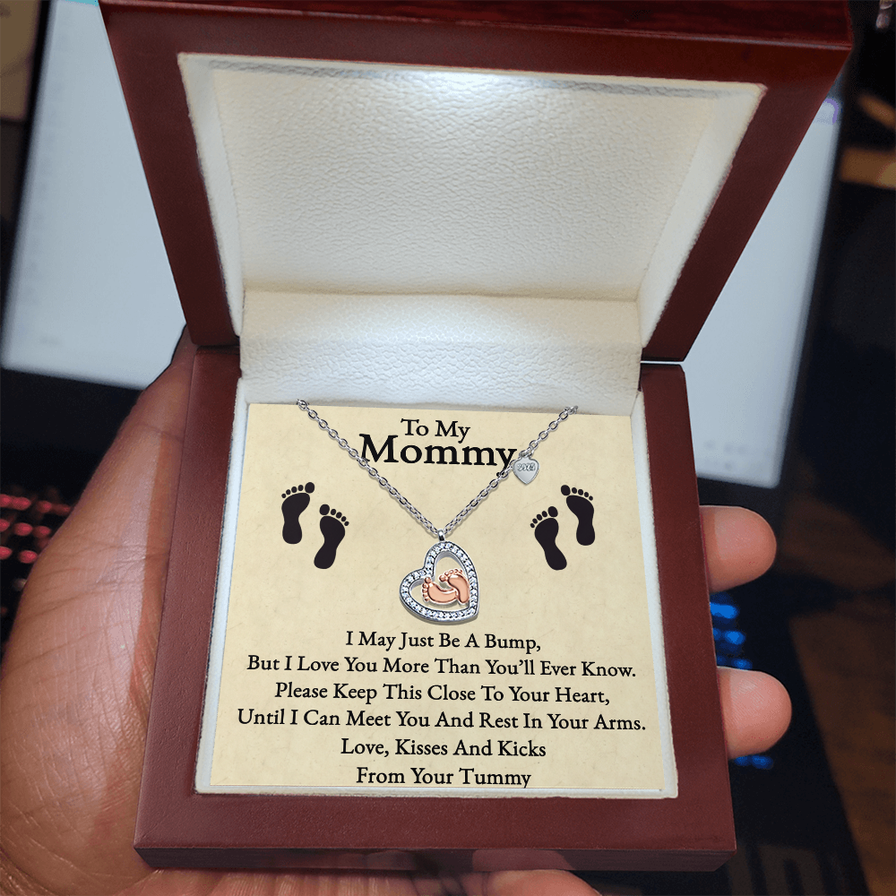 Best Gifts 305-To My Mommy Baby Feet Heart Necklace Pregnancy Gift