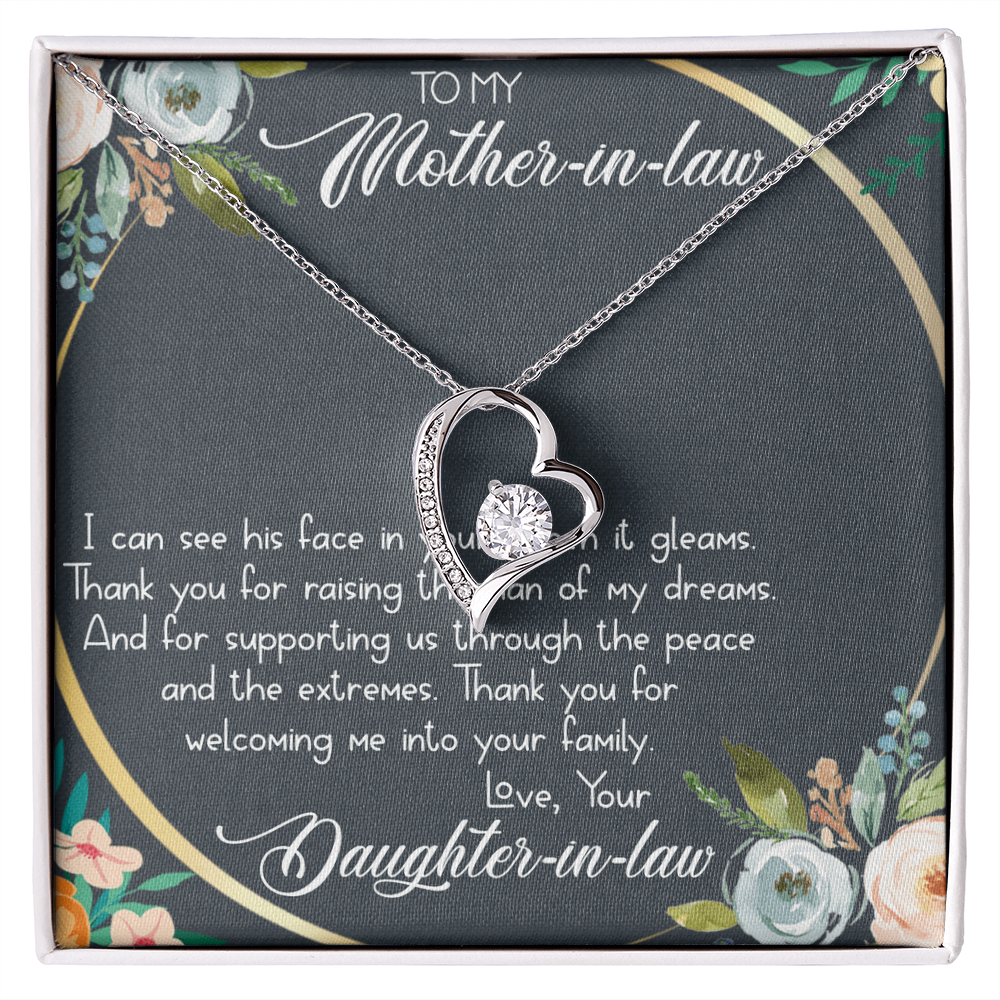 Best Gifts 305-To My Mother-in-Law Forever Love Necklace Heart Pendant with CZ Stone