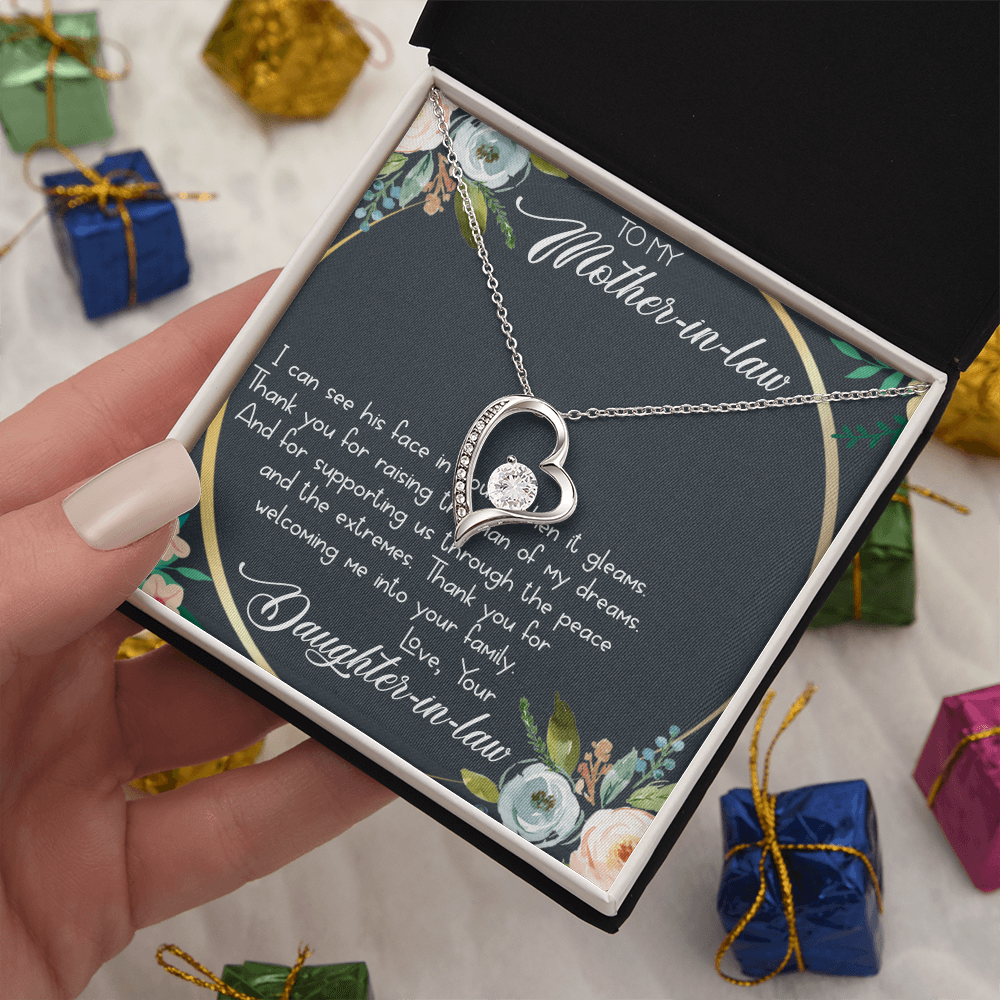 Best Gifts 305-To My Mother-in-Law Forever Love Necklace Heart Pendant with CZ Stone