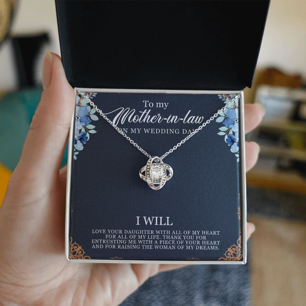 Best Gifts 305-To My Mother-in-Law Love Knot Necklace with Wedding Day Quote