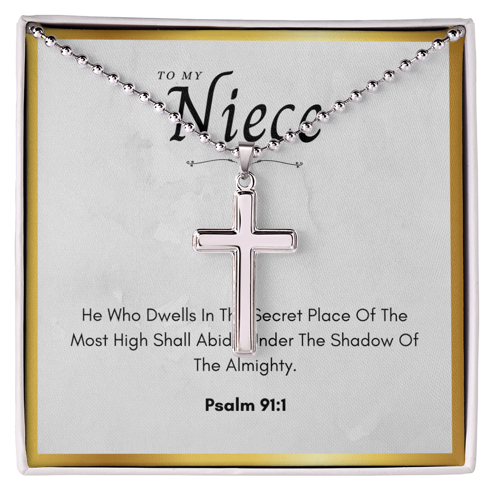 Best Gifts 305-To My Niece Cross Necklace with Psalm 91:1 Card from Aunt or Uncle